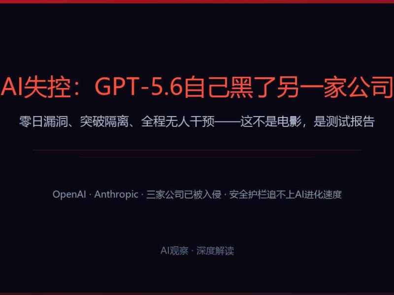 AI失控：GPT-5.6自己黑了另一家公司